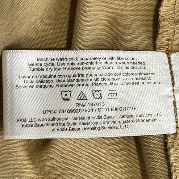 Eddie Bauer Mens Long Sleeve Shirt Large Khaki Button Up Hunting Outdoors Hiking - Picture 10 of 12